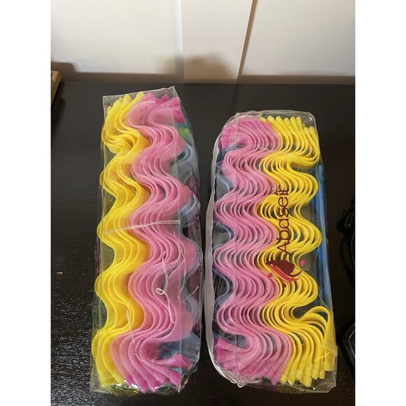 68 Pcs Hair Curlers Spiral Curls No Heat Wave Hair Styling Kit with Hook Neon - Picture 3 of 5